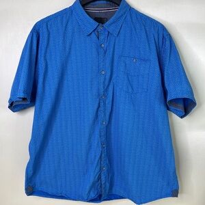 Steve’s Jeans Men’s Blue Short Sleeve Shirt Size 4X 100% Cotton Button Down